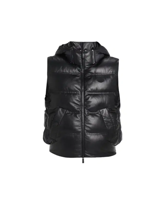 Moncler Impression Leather Hooded Down Vest