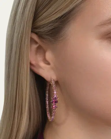 Emily P. Wheeler Arashi Hoop Earrings with Pink Stones | Thumbnail 2