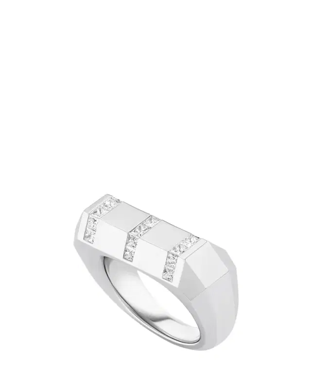 Gemella Jewels 18K White Gold Diamond Stella Bar Ring, Size 6.5