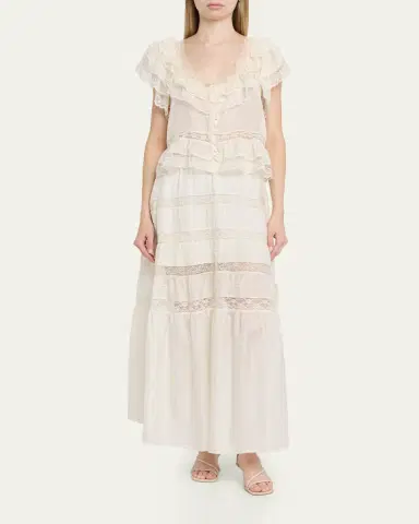 LoveShackFancy Persine Silk Ruffle Top | Thumbnail 2