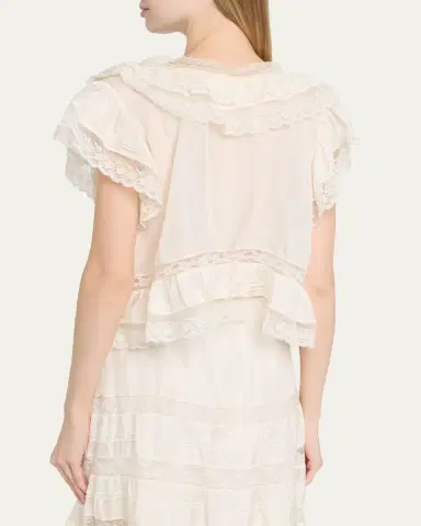 LoveShackFancy Persine Silk Ruffle Top | Thumbnail 3