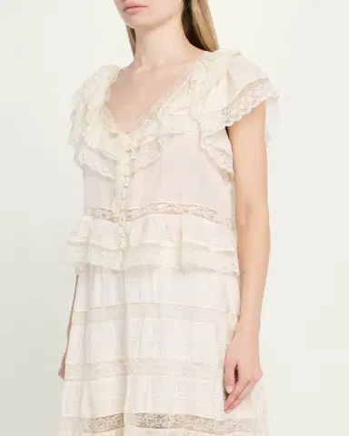 LoveShackFancy Persine Silk Ruffle Top | Thumbnail 4