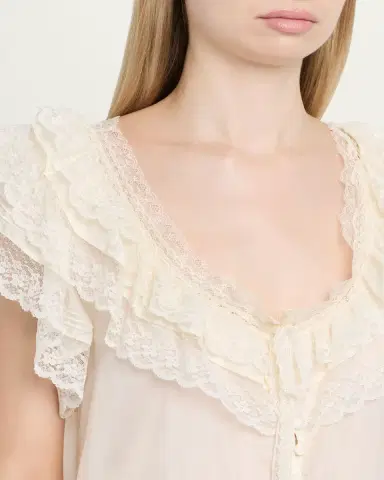 LoveShackFancy Persine Silk Ruffle Top | Thumbnail 5