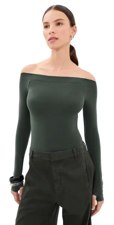 Commando Ballet Off Shoulder Thong Bodysuit with Thumbholes | Thumbnail 1 Commando Ballet Off Shoulder Thong Bodysuit with Thumbholes | Thumbnail 1