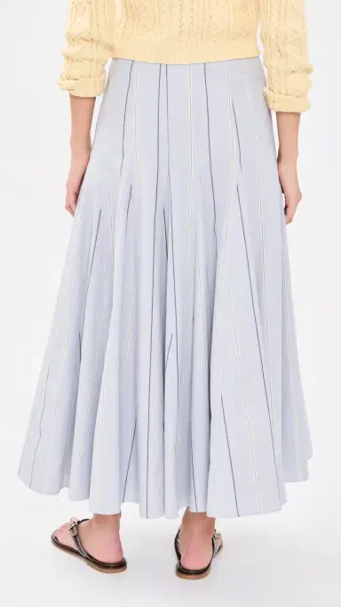 Polo Ralph Lauren Poplin Midi A-Line Skirt 202 Lt Bl/Crm | Thumbnail 3 Polo Ralph Lauren Poplin Midi A-Line Skirt 202 Lt Bl/Crm | Thumbnail 3