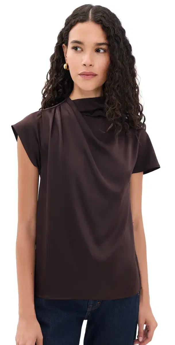 STAUD Davina Silk Top Earth