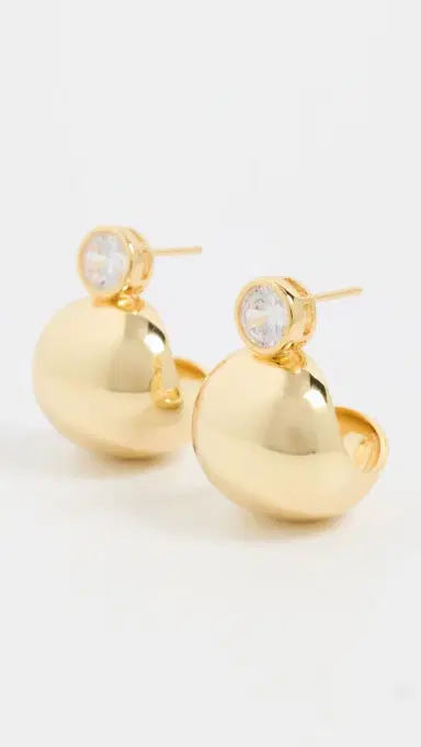 SHASHI Bezel Gold Earrings Gold One Size | Thumbnail 2
