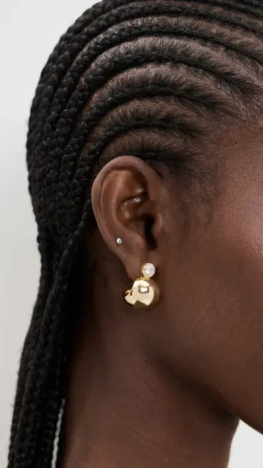 SHASHI Bezel Gold Earrings Gold One Size | Thumbnail 3
