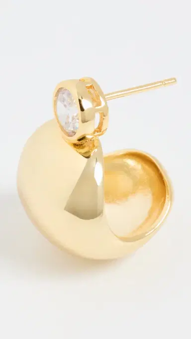 SHASHI Bezel Gold Earrings Gold One Size | Thumbnail 4