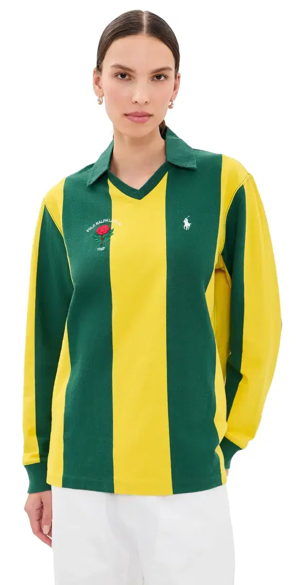 Polo Ralph Lauren Vintage Rugby Long leeve Polo Kelly Green/Canary Yellow