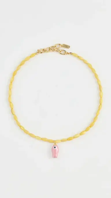 Logan Tay Yellow Beaded Fish Necklace Yellow One Size | Thumbnail 2