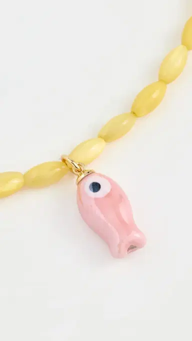 Logan Tay Yellow Beaded Fish Necklace Yellow One Size | Thumbnail 4