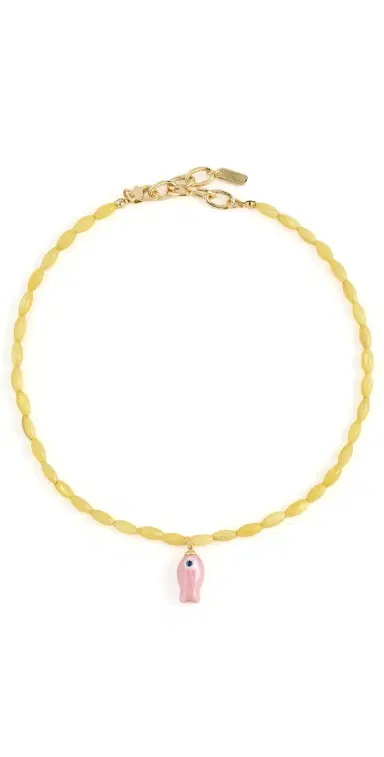 Logan Tay Yellow Beaded Fish Necklace Yellow One Size | Thumbnail 1