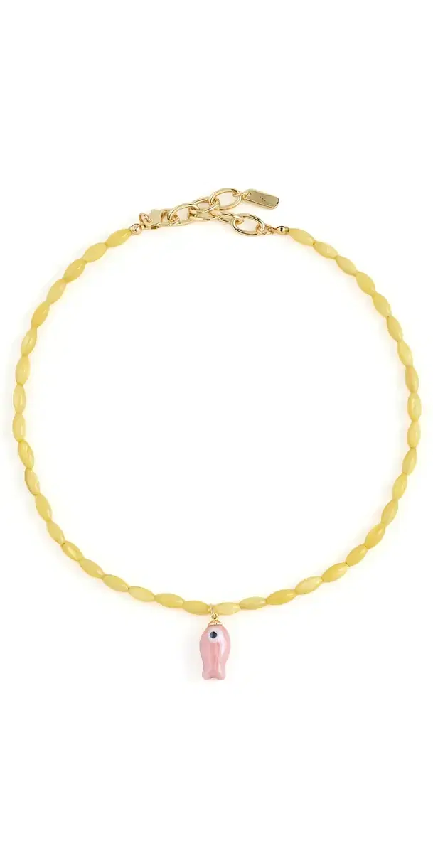 Logan Tay Yellow Beaded Fish Necklace Yellow One Size
