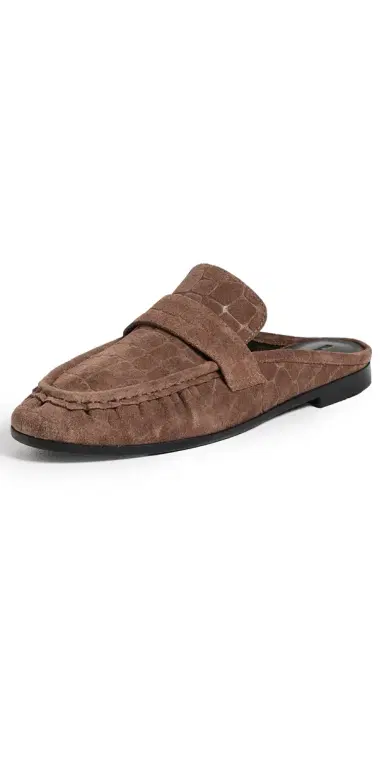 Black Suede Studio Gabby Mules Brown Croc Suede | Thumbnail 1 Black Suede Studio Gabby Mules Brown Croc Suede | Thumbnail 1