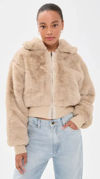 LIONESS Drita Faux Fur Jacket Sand | Thumbnail 2 LIONESS Drita Faux Fur Jacket Sand | Thumbnail 2