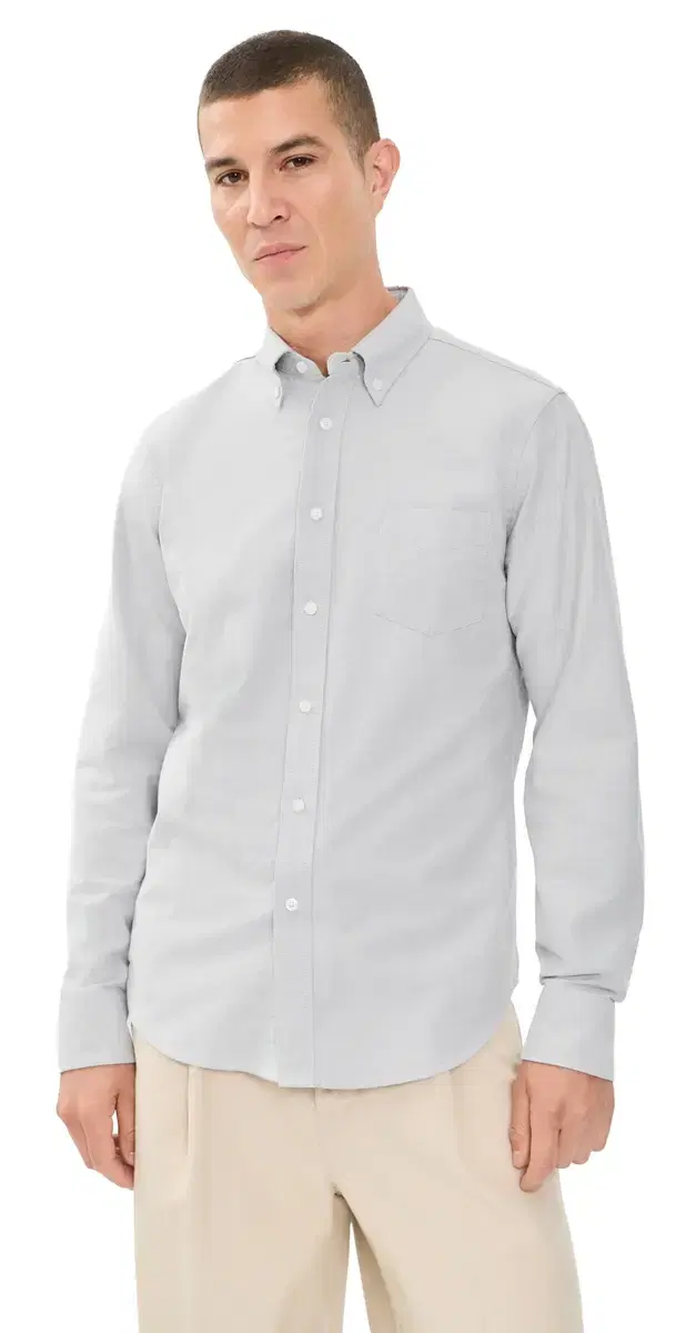 Reigning Champ Cotton Oxford Windsor tandard hirt Light Grey