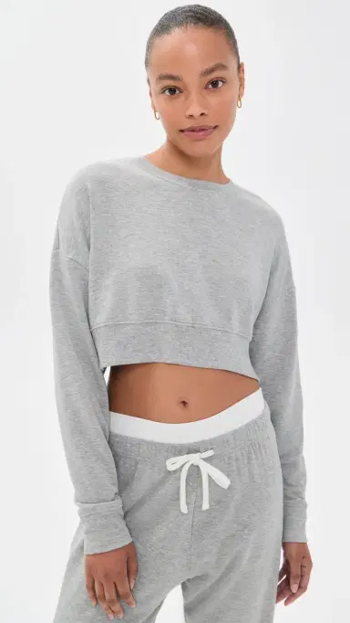 Splits59 Noah Fleece Crop Sweatshirt Heather Grey | Thumbnail 2 Splits59 Noah Fleece Crop Sweatshirt Heather Grey | Thumbnail 2