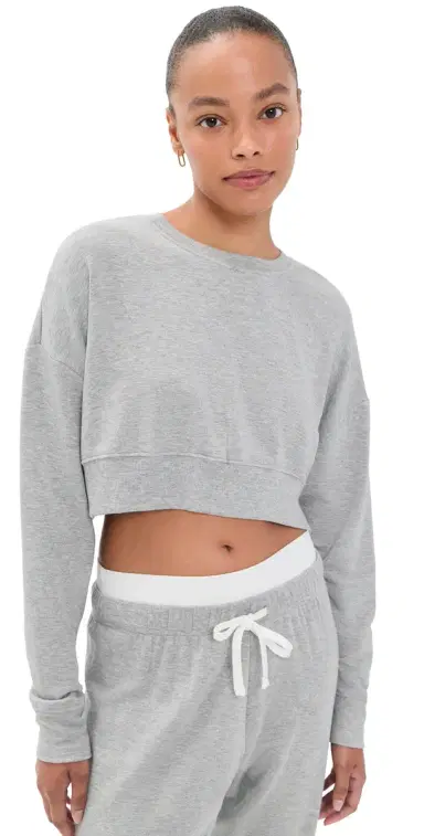 Splits59 Noah Fleece Crop Sweatshirt Heather Grey | Thumbnail 1 Splits59 Noah Fleece Crop Sweatshirt Heather Grey | Thumbnail 1