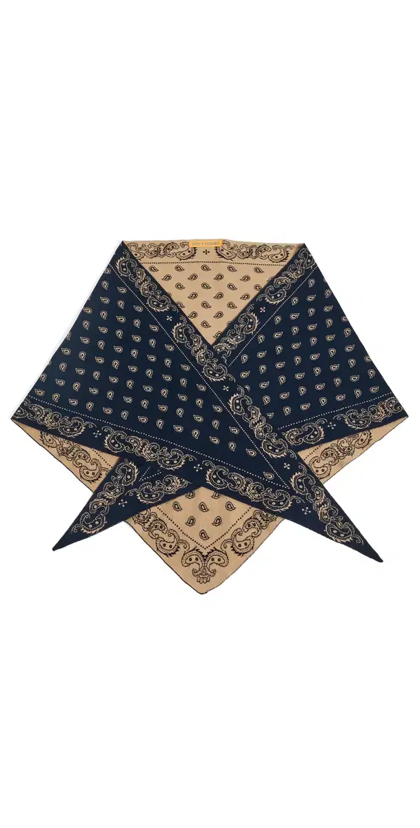Guest in Residence The Wild Rag Triangle Scarf Navy/Camel One Size