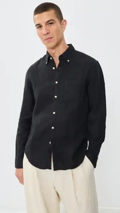 Alex Crane Linen Playa Button Down Shirt Night | Thumbnail 2