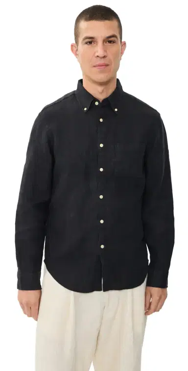 Alex Crane Linen Playa Button Down Shirt Night | Thumbnail 1