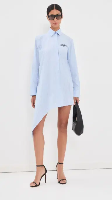 Off-White Stripe Pop Asymmetric Shirt Dress Heather Dark Sapphire | Thumbnail 5 Off-White Stripe Pop Asymmetric Shirt Dress Heather Dark Sapphire | Thumbnail 5
