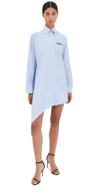 Off-White Stripe Pop Asymmetric Shirt Dress Heather Dark Sapphire | Thumbnail 1 Off-White Stripe Pop Asymmetric Shirt Dress Heather Dark Sapphire | Thumbnail 1