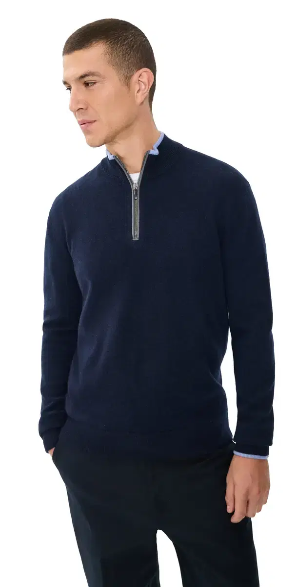 Greyson ebonack Cashmere Blend Quarter Zip weater MALTEE BLUE