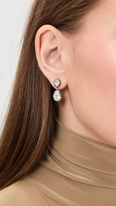 SHASHI Pear Georgian Cut Earrings Gold/Silver One Size | Thumbnail 3