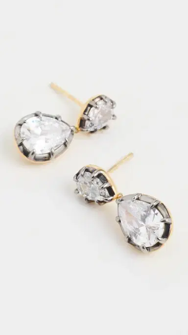 SHASHI Pear Georgian Cut Earrings Gold/Silver One Size | Thumbnail 4