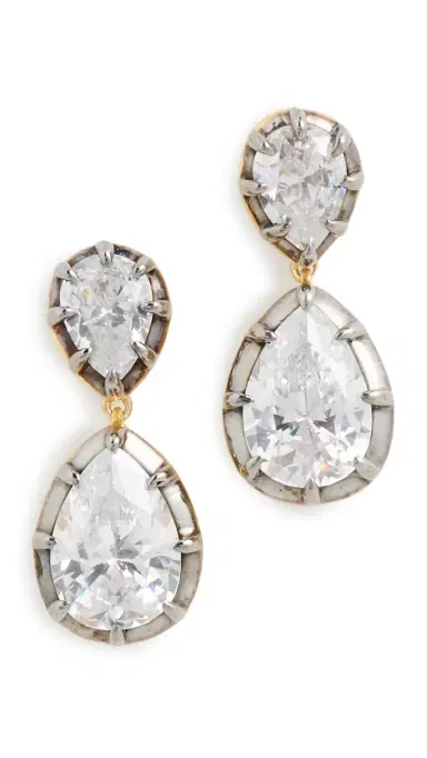 SHASHI Pear Georgian Cut Earrings Gold/Silver One Size | Thumbnail 5