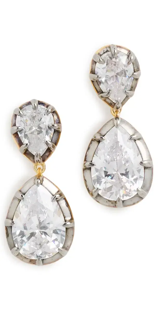 SHASHI Pear Georgian Cut Earrings Gold/Silver One Size