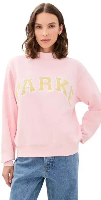 PARKE Varsity Mock Neck Sweatshirt Rose/Peel | Thumbnail 1