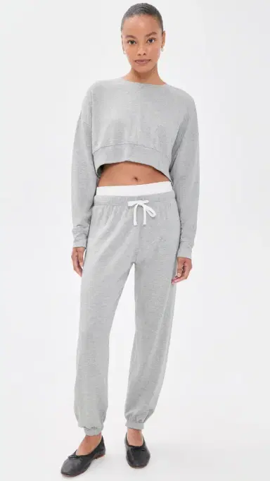 Splits59 Andie Dual Waist Sweatpants Heather Grey/White | Thumbnail 5