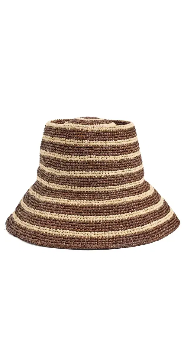 JANESSA LEONE Felix Straw Hat Walnut Stripe S