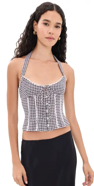 Guizio Marini Gingham Corset Black/White | Thumbnail 1