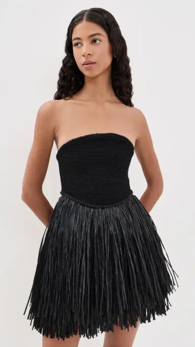 Aje Florentia Raffia Mini Dress Black | Thumbnail 2 Aje Florentia Raffia Mini Dress Black | Thumbnail 2