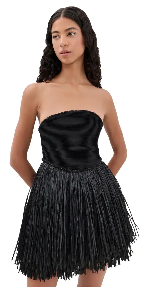 Florentia Raffia Mini Dress Black Florentia Raffia Mini Dress Black