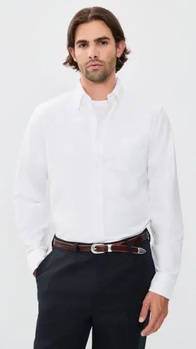 REIGNING CHAMP Cotton Oxford Windsor Standard Shirt White S | Thumbnail 2