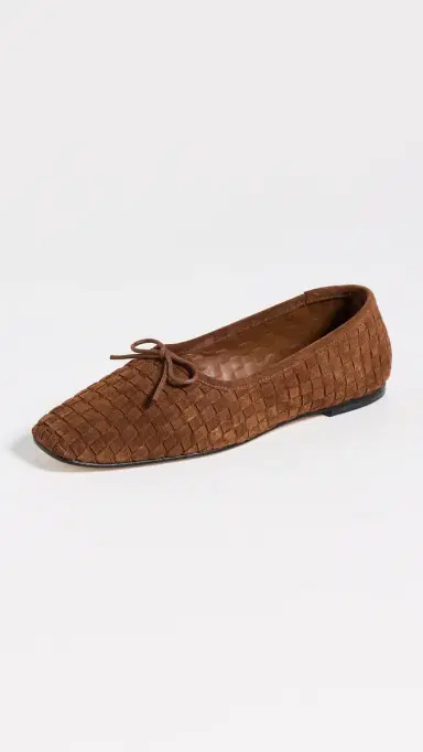FRĒDA SALVADOR Jada Flats Toffee Woven Suede | Thumbnail 2