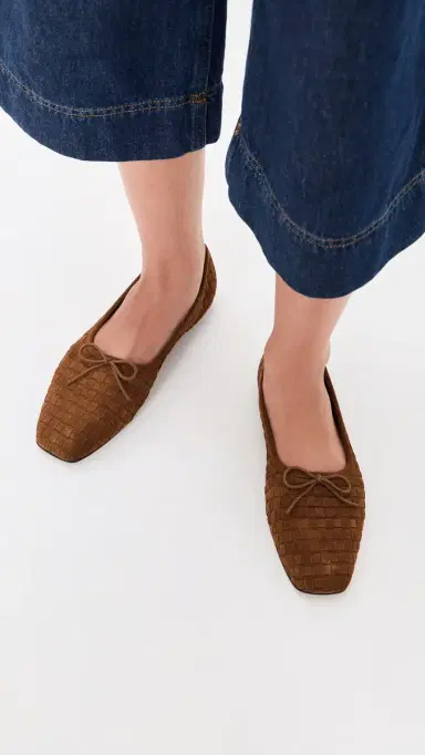 FRĒDA SALVADOR Jada Flats Toffee Woven Suede | Thumbnail 3