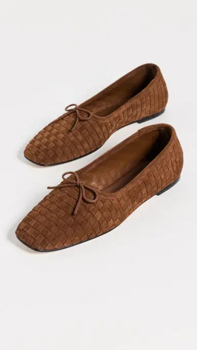 FRĒDA SALVADOR Jada Flats Toffee Woven Suede | Thumbnail 5