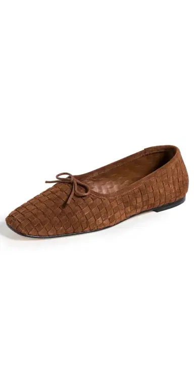 FRĒDA SALVADOR Jada Flats Toffee Woven Suede | Thumbnail 1