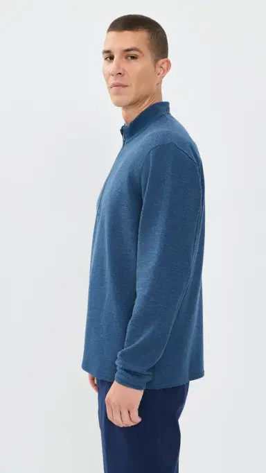 Greyson Troy Textured Fleece Quarter Zip hirt Midnight Falcon | Thumbnail 4 Greyson Troy Textured Fleece Quarter Zip hirt Midnight Falcon | Thumbnail 4