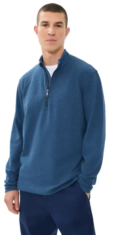 Greyson Troy Textured Fleece Quarter Zip hirt Midnight Falcon | Thumbnail 1 Greyson Troy Textured Fleece Quarter Zip hirt Midnight Falcon | Thumbnail 1