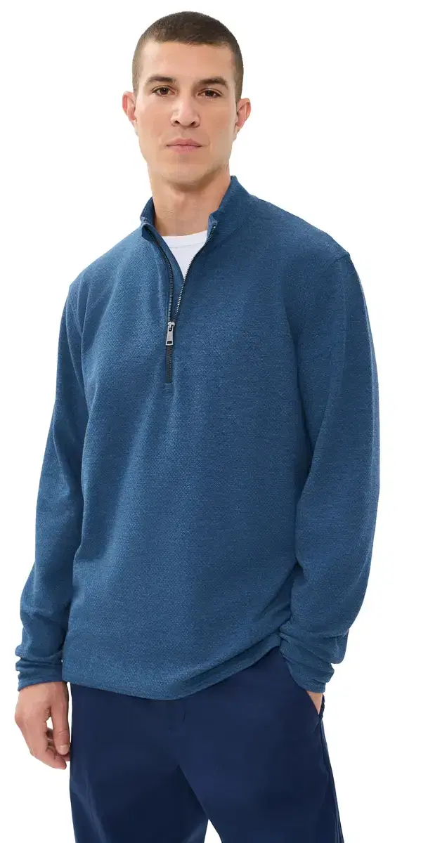 Greyson Troy Textured Fleece Quarter Zip hirt Midnight Falcon