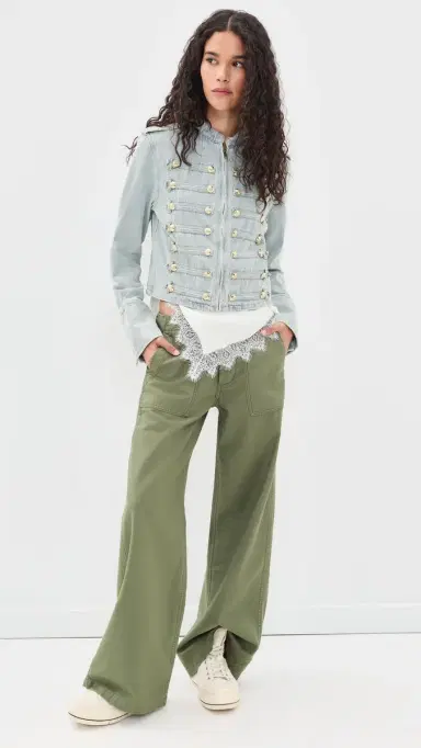 R13 Darcy Flare Utility Pants Olive Green | Thumbnail 5 R13 Darcy Flare Utility Pants Olive Green | Thumbnail 5