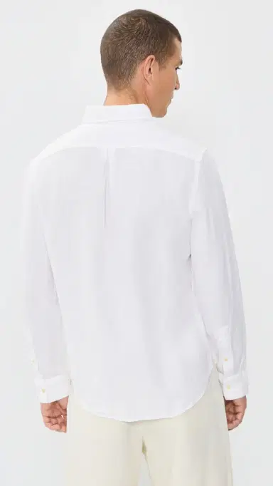 Alex Crane Linen Playa Button Down Shirt Snow | Thumbnail 3