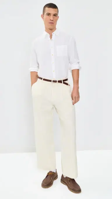 Alex Crane Linen Playa Button Down Shirt Snow | Thumbnail 5
